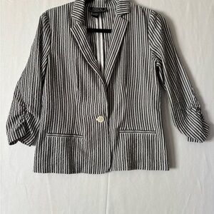 NYC Women's Striped Blazer - Navy and White